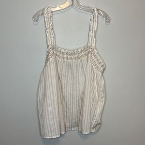 NWT Banana Republic Striped Embroidered Smocked Tank Top New XL